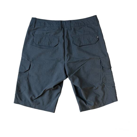 Men’s 31 FOX Black Cargo Bermuda Flat Front Casual Shorts Drawstring Waist - Picture 2 of 2